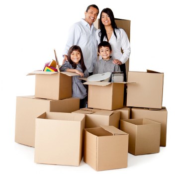 Packed boxes and furniture ready for removals in Wealdstone